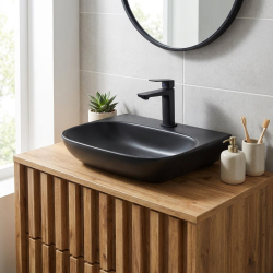 Lavabo SAT Brevis 50x38,5 cm sans trop-plein, noir mat (SATBRE5038RBKM)