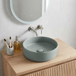 Mood vasque à poser ronde 36x36 cm sans trou de robinetterie ni trop-plein, gris (SATM3636LGRM)