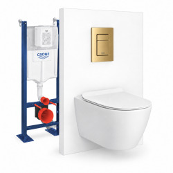 Pack WC complet bâti autoportant GROHE Rapid SL, WC Ceramia PixL Vortex, abattant SoftClose, plaque (GRRCEPXWR15-FS)