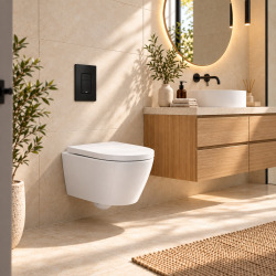 Pack WC suspendu complet avec bâti-support autoportant GROHE, Swiss Aqua Technologies Brevis, SoftClose et plaque noire