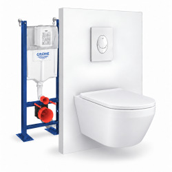 Pack WC complet bâti autoportant GROHE Rapid SL, WC Ceramia PixL Vortex, abattant SoftClose, plaque (GRRCEPXWR15-FS)
