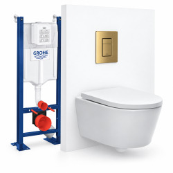 Pack WC complet bâti autoportant GROHE Rapid SL, WC Ceramia PixL Vortex, abattant SoftClose, plaque (GRRCEPXWR15-FS)
