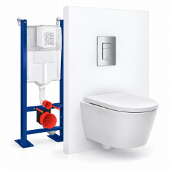 Pack WC complet bâti autoportant GROHE Rapid SL, WC Ceramia PixL Vortex, abattant SoftClose, plaque (GRRCEPXWR15-FS)