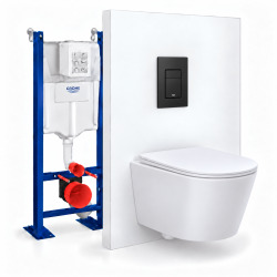 Pack WC complet bâti autoportant GROHE Rapid SL, WC Ceramia PixL Vortex, abattant SoftClose, plaque (GRRCEPXWR15-FS)