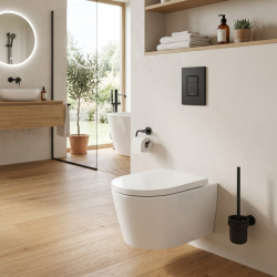 Pack WC suspendu complet avec bâti-support autoportant GROHE, Swiss Aqua Technologies Brevis, SoftClose et plaque noire
