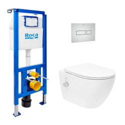 Pack bâti-support Grohe Rapid SL + WC japonais suspendu sans bride SAT avec abattant SoftClose + Plaque (GRRSTFUWR01-FR)
