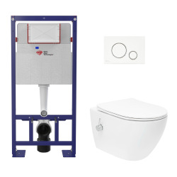 Pack bâti-support Grohe Rapid SL + WC japonais suspendu sans bride SAT avec abattant SoftClose + Plaque (GRRSTFUWR01-FR)