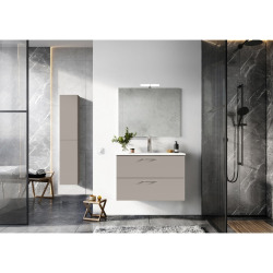 Set complet avec miroir et éclairage LED - Lea - Vasque en céramique - 81,4 cm × 55 cm × 41,7 cm - Cachemire