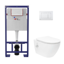 Pack bâti-support Grohe Rapid SL + WC japonais suspendu sans bride SAT avec abattant SoftClose + Plaque (GRRSTFUWR01-FR)