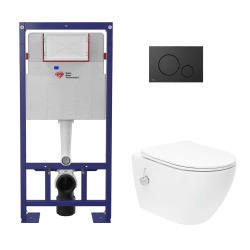 Pack bâti-support Grohe Rapid SL + WC japonais suspendu sans bride SAT avec abattant SoftClose + Plaque (GRRSTFUWR01-FR)