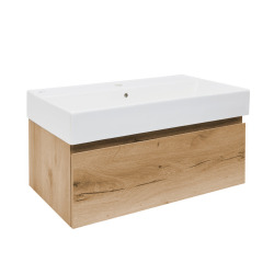 Meuble de salle de bains suspendu SAT B-Way avec vasque Infinitio 79x30x45 - Chêne