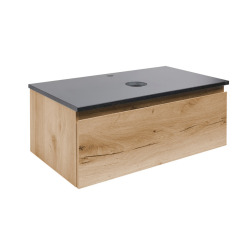 Ensemble meuble avec plan en pierre reconstituée - SAT - B-Way - 79x30x45 - Chêne