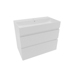 Ensemble meuble avec vasque - Naturel - Savona - 2 tiroirs 78x53x44,8 - Blanc