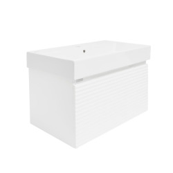 Ensemble meuble avec vasque - Naturel - Savona - 78x43x44,8 avec vasque SAT Infinitio - blanc brillant