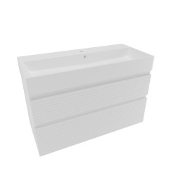 Meuble de salle de bains 2 tiroirs - Naturel - Savona - 2 tiroirs avec vasque SAT Infinitio 98x53x44,8 - Blanc