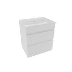 Ensemble meuble avec vasque - Naturel Savona - 2 tiroirs 58x53x44,8 - Blanc