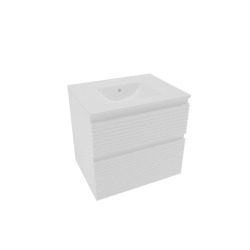 Ensemble meuble avec vasque - Naturel Savona - 2 tiroirs 58x53x44,8 - Blanc