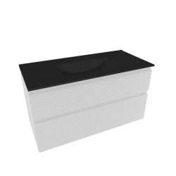 Ensemble meuble suspendu avec vasque - Naturel - Savona 78x53x44,8 - Blanc