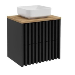 Meuble de salle de bains SAT - Delano - plateau chêne sans découpe 60x56x45 - Noir