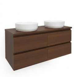 Meuble de salle de bains suspendu SAT B-Way 119x50x45 cm avec plan de toilette - noyer