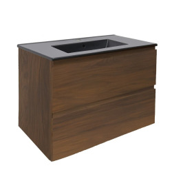 Meuble de salle de bains suspendu SAT B-Way 79x50x45 avec vasque céramique - noyer
