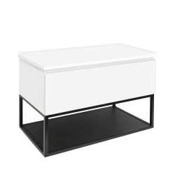 Meuble de salle de bains suspendu SAT B-Way 99x57x45 avec plan de toilette - Blanc