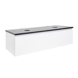 Meuble de salle de bains suspendu SAT - B-WAY 1 - 119x30x45 cm avec plan en granit Absolute Black 120x2x46 cm - Blanc