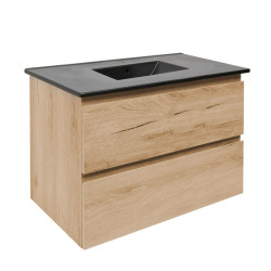 Ensemble meuble avec vasque SAT - B-Way - 2 tiroirs 79x50x45 - chêne mat - Chêne