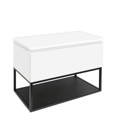 Meuble de salle de bains avec plan SAT - B-Way - 59x57x45 cm - blanc brillant - Blanc