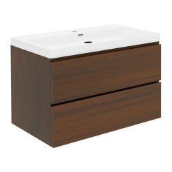 Ensemble meuble avec vasque SAT - B-Way - 2 tiroirs 99x50x45 - noyer mat - noyer