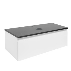 Meuble de salle de bains avec plan en granit - SAT - B-WAY 1 - 99x30x45 - blanc brillant - Blanc