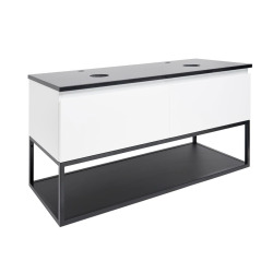 Ensemble meuble avec plaque de recouvrement et cadre et plan - SAT - B-Way - 119x30x45 - blanc brillant - Blanc
