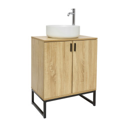 Ensemble meuble avec vasque - Ceramia - Easy - 60x73x36 cm - chêne clair