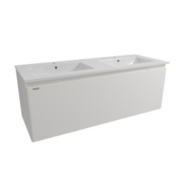 Ensemble meuble avec vasque - Naturel - Ancona - 120x45x46 avec double vasque Modena 121×46 - Blanc