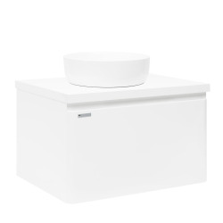 Meuble de salle de bains suspendu Naturel Ancona avec plan - 80x46 - Blanc brillant - Blanc