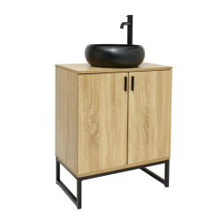 Ensemble meuble avec vasque - Ceramia - Easy - 60x73x36 cm - chêne clair