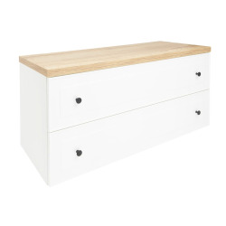 Meuble de salle de bains avec plan de recouvrement - Naturel Forli - 120x53x46 suspendu - Blanc