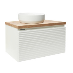 Meuble sous-vasque avec plan - Naturel Savona - 98x43x44,8 suspendu - blanc - blanc brillant