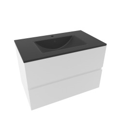 Ensemble meuble avec vasque - Naturel Verona - 80x50x45,5 suspendu - Blanc