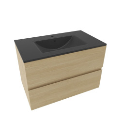 Meuble de salle de bains suspendu avec vasque - Naturel - Verona - 80x50x45,5 - Bois clair