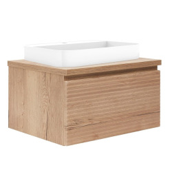 Ensemble meuble avec vasque et plan de recouvrement Naturel Savona 98×43×44,8 - chêne Halifax mat - Chêne Halifax