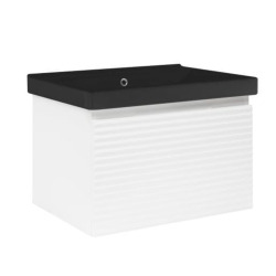 Meuble de salle de bains suspendu Naturel Savona - 78x43x45 - avec vasque céramique - Blanc