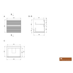 Ensemble meuble avec plaque de recouvrement - Naturel - Savona - 2 tiroirs 58x53x44,8 cm - Blanc
