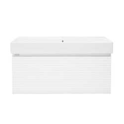 Ensemble meuble avec vasque - Naturel - Savona - 98x43x44,8 avec vasque SAT Infinitio - blanc brillant