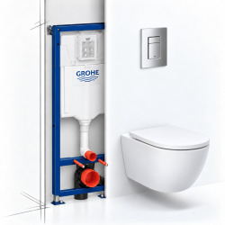 Pack WC Bâti-support Prosys + WC SAT sans bride + Abattant SoftClose + Plaque blanche (PROSYSSAT2)