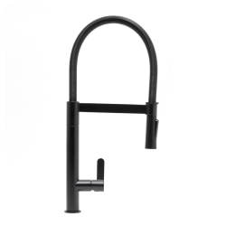 Mitigeur d'évier 2 jets bec orientable - commande à levier - en laiton - hauteur 54 cm - garantie 5 ans - noir mat