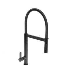 Mitigeur d'évier 2 jets bec orientable - commande à levier - en laiton - hauteur 54 cm - garantie 5 ans - noir mat