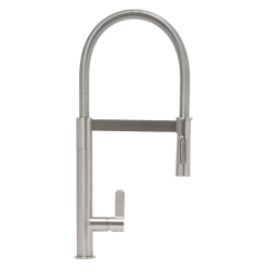 Mitigeur d'évier 2 jets bec orientable - commande à levier - en laiton - hauteur 54 cm - garantie 5 ans - inox