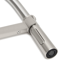 Mitigeur d'évier à levier 2 jets avec bec flexible en silicone - économie d'eau - en laiton - garantie 5 ans - noir/chrome