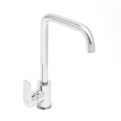 Mitigeur d'évier gamme Mood bec orientable en L - commande à levier - en laiton - débit 13,95 l/min - garantie 5 ans - chrome